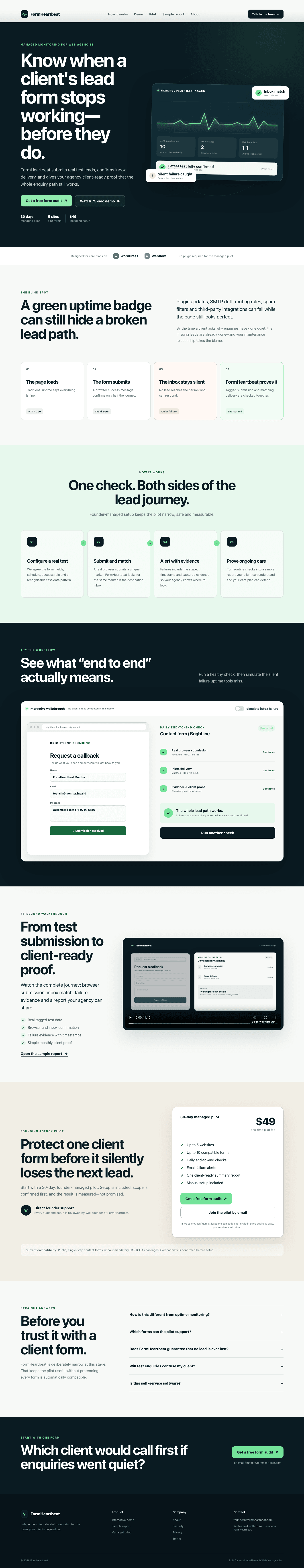 Browser evidence from a FormHeartbeat self-test classified as FORM_CHANGED